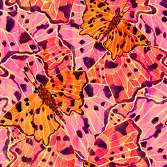 Butterfly seamless watercolor allover pattern