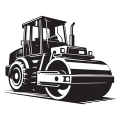 Bold Front Road Roller silhouette design – Road Roller illustration – Minimalist Road Roller vector – Vehicle silhouette

