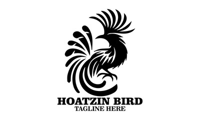 Hoatzin bird icon. hoatzin bird silhouette vector and hoatzin bird logo art with white background