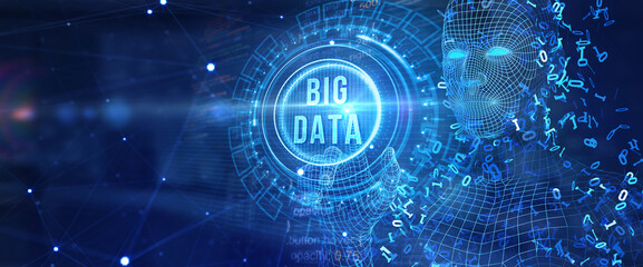 Business, Technology, Internet and network concept. Big Data Internet Information. 3d illustration