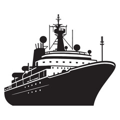 Obraz premium Graceful Ship silhouette with structured sails – Ship illustration – Minimalist Ship vector – Vehicle silhouette