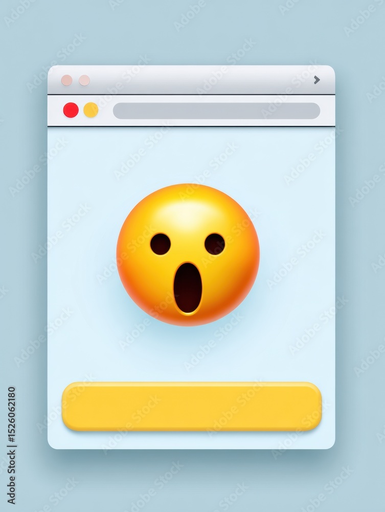 Poster Browser Window Hijacked by Fake Alert Displaying Alarm Emoji With Blank Left Side Causing Confusion and Concern Among Users in Digital Space