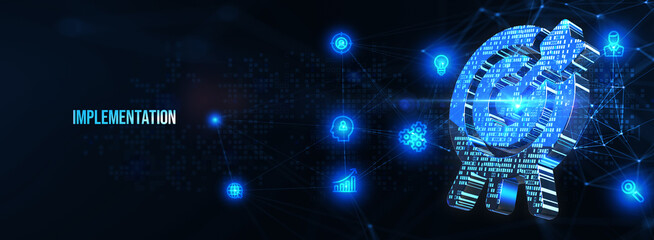 Obraz premium IMPLEMENTATION, web technology concept. Business, Technology, Internet and network concept. 3d illustration