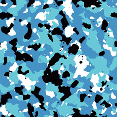 Seamless black blue and white fashion military camouflage pattern vector