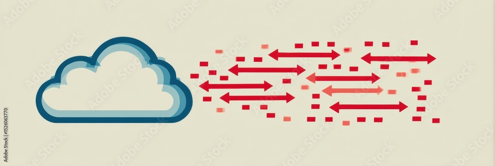 Poster Data Being Stolen From Cloud Represented by Animated Arrows in a Minimal Layout, Conveying Security Concerns in Digital Environments