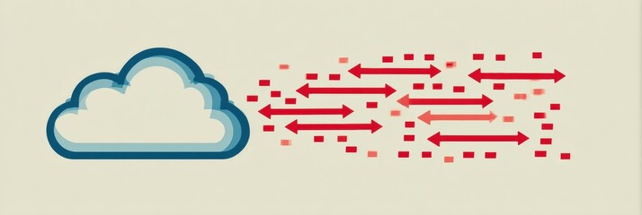 Data Being Stolen From Cloud Represented by Animated Arrows in a Minimal Layout, Conveying Security Concerns in Digital Environments