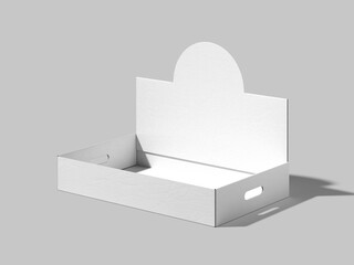 White Blank Display Tray Box Mockup for Snack 3D Rendering