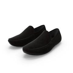 Pair of Black Loafers Isolated on Transparent Background