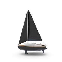 Modern Black Sailboat Isolated on Transparent Background