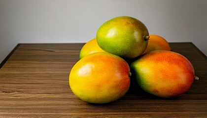 golden yellow mango fruit on the table ready to eat