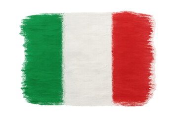 Italian flag painted with artistic brushstrokes on transparent backdrop, symbolizing national pride and cultural heritage