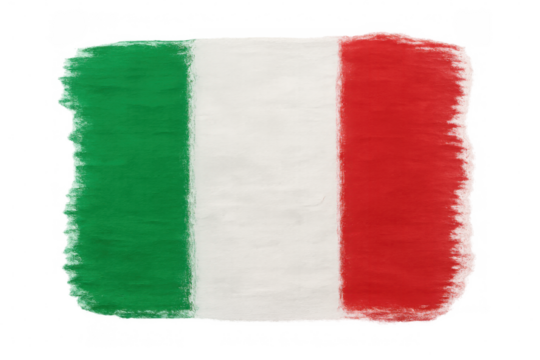 Italian flag painted with artistic brushstrokes on transparent backdrop, symbolizing national pride and cultural heritage - Powered by Adobe