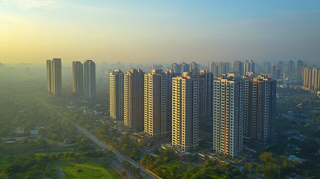 Highrise buildings in Greater Noida, showcasing modern architecture and urban landscape