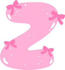 Coquette Letter Z  with Bows Pink Alphabet Calpital Doodle Hand Drawn