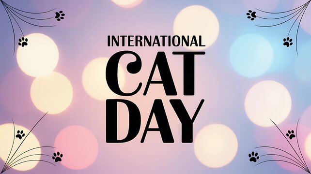 International Cat Day Celebrated with Soft Bokeh Background