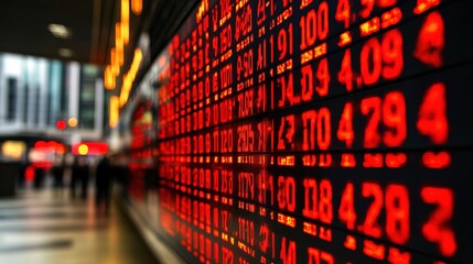 A digital stock market board flickering with glitching errors as investors panic