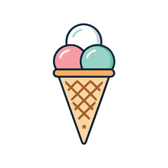 Modern Ice Cream Logo Design – Minimalist Vector Badge for Dessert Shops & Cafés Ice cream logo clipart set. Colorful cone ice cream icon clip art in pictogram style vector illustration color pastel 