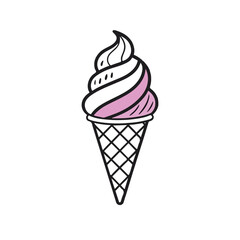 Modern Ice Cream Logo Design – Minimalist Vector Badge for Dessert Shops & Cafés Ice cream logo clipart set. Colorful cone ice cream icon clip art in pictogram style vector illustration color pastel 