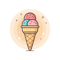 Modern Ice Cream Logo Design – Minimalist Vector Badge for Dessert Shops & Cafés Ice cream logo clipart set. Colorful cone ice cream icon clip art in pictogram style vector illustration color pastel 