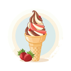 Modern Ice Cream Logo Design – Minimalist Vector Badge for Dessert Shops & Cafés Ice cream logo clipart set. Colorful cone ice cream icon clip art in pictogram style vector illustration color pastel 