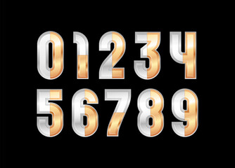 Golden numbers, 3D gold numerals made in beauty style, vector illustration 10EPS