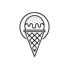 Modern Ice Cream Logo Design – Minimalist Vector Badge for Dessert Shops & Cafés Ice cream logo clipart set. Colorful cone ice cream icon clip art in pictogram style vector illustration color pastel 