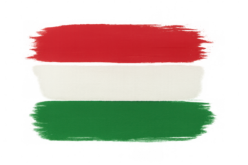 Hungarian flag painted with brushstrokes on transparent background, perfect for celebrating hungary's national holidays and events