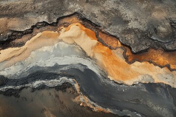 Frac sand injection in oil gas extraction site showcasing geological layers and sediment composition in a drilling area
