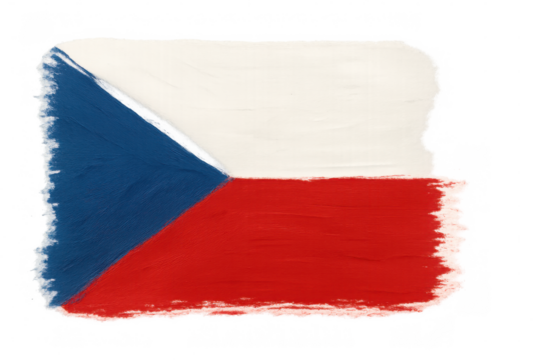 Brushstrokes depicting czech republic flag with transparent background, suitable for digital compositions