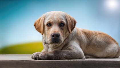 Labrador Dog Posing Playfully Among Autumn Leaves, Captivating Audiences with its Cute and Cheerful Manner in a Cozy Rustic Setting, Embracing the Autumn Mood.