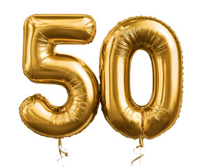 Golden Number Fifty Balloons Anniversary Celebration Festive Decoration Party Supplies Shiny Metallic Foil Balloons Golden Birthday Decorations Elegant Fifty Years age event image 
