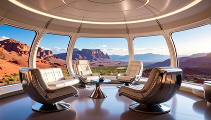 Fototapeta premium Futuristic Desert Lookout Lounge
