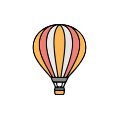 Naklejka premium Hot Air Balloon Icon – Colorful Cartoon Travel Vector Illustration
