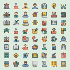 Education Icon Set &ndash; Colorful Academic, Science, and Learning Vector Pack

