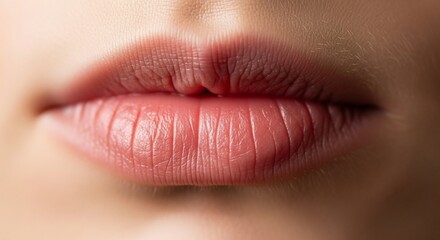 Fototapeta premium Close-up View of Delicate Lip Texture