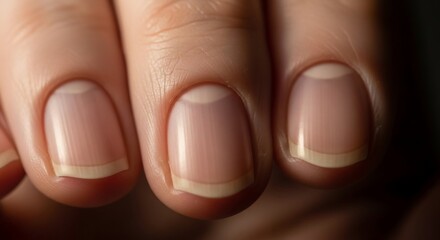 Close-up view of human fingernails with details of the nail bed
