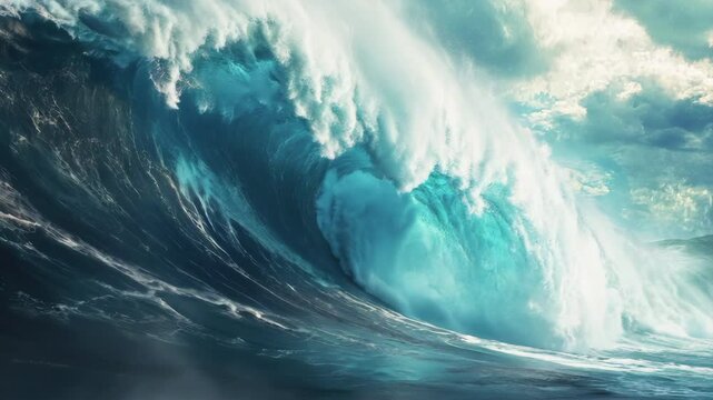 A breathtaking capture of a towering ocean wave, perfectly showcasing its majestic beauty.