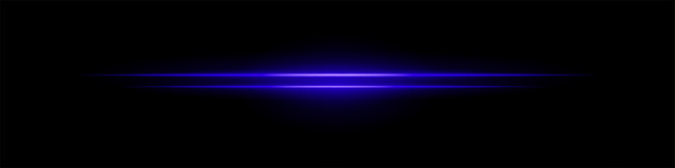 Blue sci-fi beam. Two horizontal glowing lines with central bright core and radial fade. Dark background gives tech feel. Suitable for energy, laser, futuristic design.