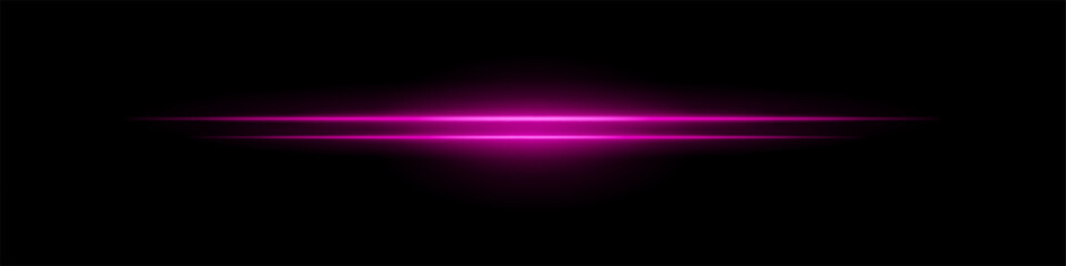 Pink sci-fi beam. Two horizontal glowing lines with central bright core and radial fade. Dark background gives tech feel. Suitable for energy, laser, futuristic design.