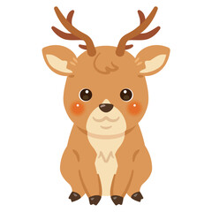 お座りしたシカのイラスト