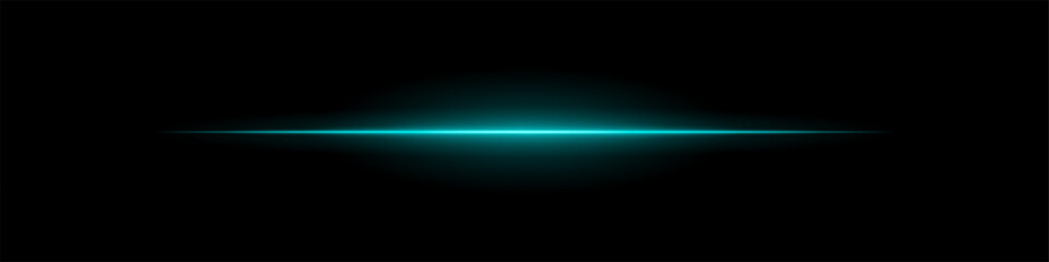 Blue light line. Single sharp glowing beam with soft radial fade on dark background. Ideal for tech, sci-fi, speed, futuristic visual effects.