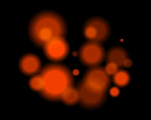 Orange light bokeh. Soft blurry circles in random size and opacity on dark background. Atmospheric and abstract, fits dreamy, festive, or sci-fi themes.