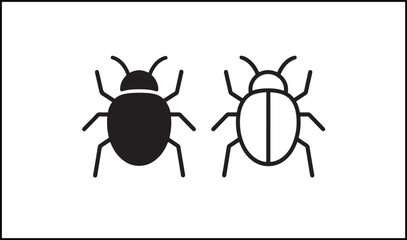 Beetle vector in solid and outline bug icon design
