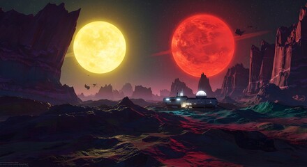 night landscape with moon