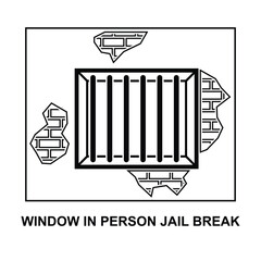 Window in prison jail break icon isolated on background vector illustration.
