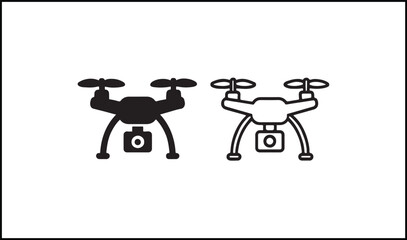 Drone vector in black solid and outline tech icon design