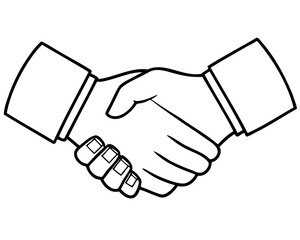 Handshake gesture outline vector illustration with transparent background