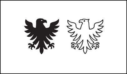 Eagle vector in solid black and outline flying bird design