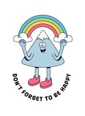 mountain and rainbows retro cartoon illustration