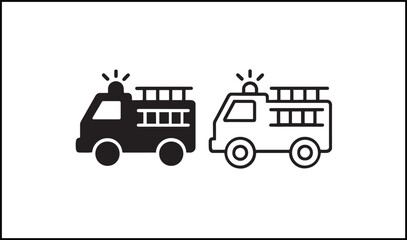 Naklejka premium Firetruck vector in solid black and outline emergency vehicle